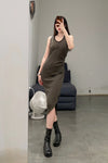 marc le bihan sleeveless dress 2841 E23 ACIER